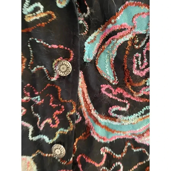 Mirasol Women's Black Long Sleeve Collard Button Down Jackets Size Large - Picture 3 of 5